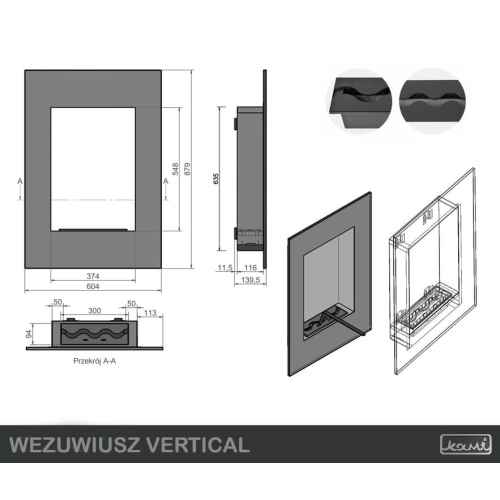 Біокамін Kami Wezuwiusz Vertical