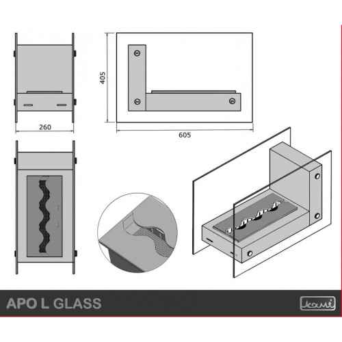 Биокамин настольный Kami Apo L Glass