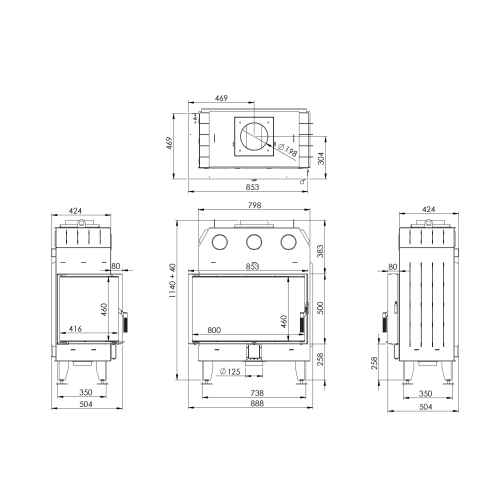 Угловой камин BOKAR 855047 L,17 кВт, белая керамика