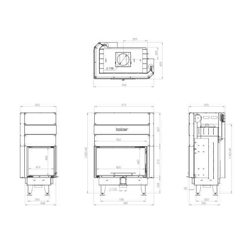 Каминная топка BOKAR 855047 LG 17 кВт White Ceramatex