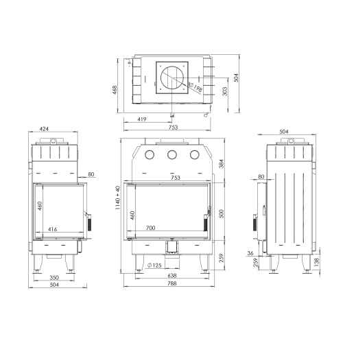Угловой камин BOKAR 755047R 15кВт