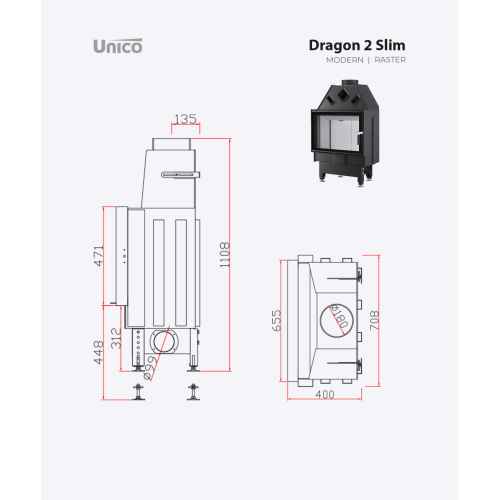 Камін Unico DRAGON 2 Slim Modern Standard 6кВт