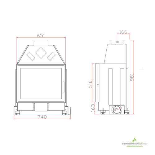 Камінна топка Unico DRAGON 2 XL Portal Raster Standard, 12кВт