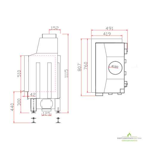 Камін Unico DRAGON 4B XL Slim Modern Lift 14 кВт