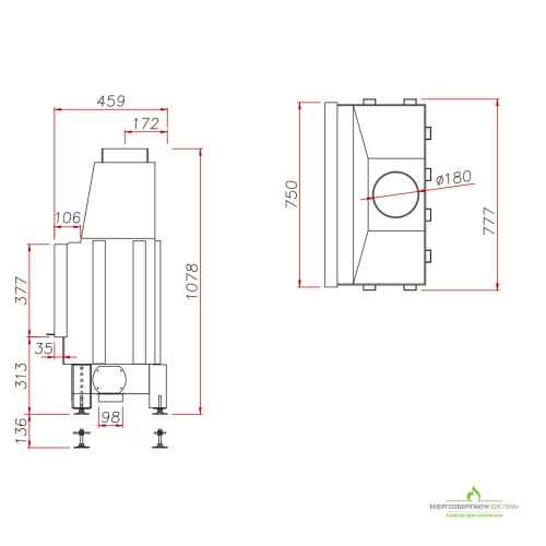 Камінна топка Unico DRAGON 6 Raster 12кВт