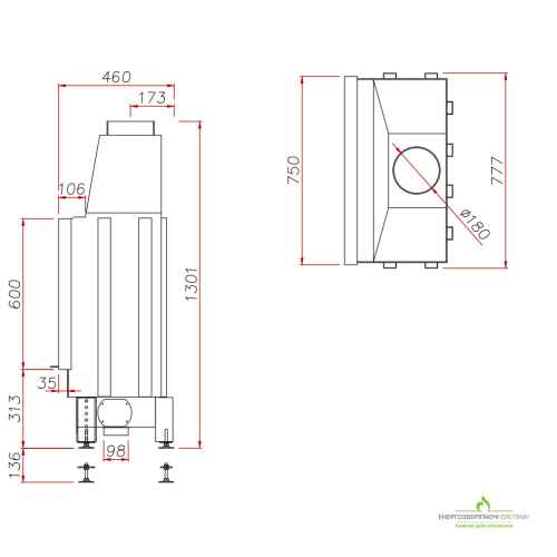 Топка каминная Unico DRAGON 6 XXL Raster Standard 12кВт