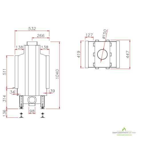 Камін Unico DRAGON 8 DUO Raster Standard 11кВт