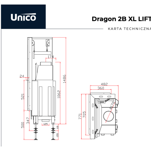 Камінна топка Unico DRAGON 2B XL Modern Lift 13 кВт