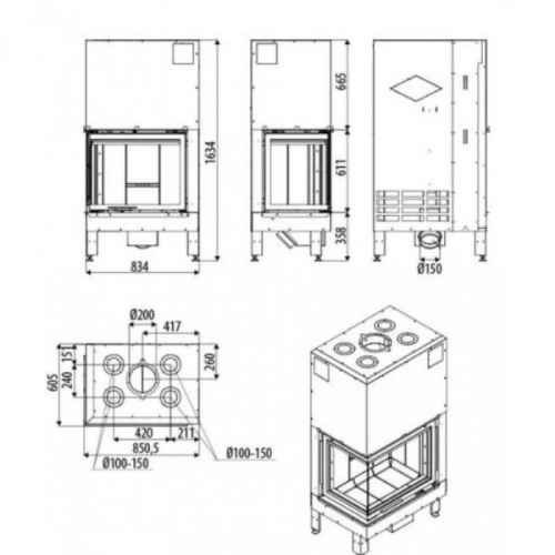 Кутова камінна топка MCZ Plasma 75 DX/SX