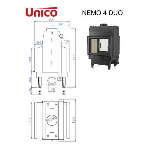 Двосторонній камін NEMO 4 DUO Modern Standard 21кВт