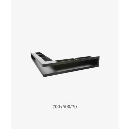 Угловая решетка тунель V-OPEN-L 500х700/70 мм хром 