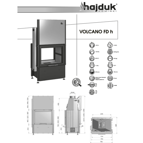 Каминная топка Hajduk Volcano FDh