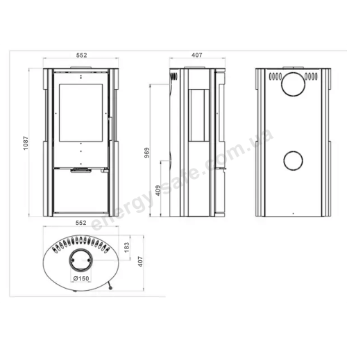 Конвекционная печь на дровах Color Stove E15 Stahl 