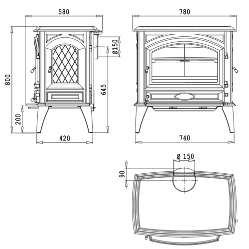 Чугунная печь Dovre 760 WD, 12кВт